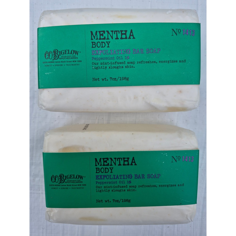 C.O. Bigelow Mentha Body Exfoliating Bar Soap No 1413 Peppermint 7oz Lot of 2